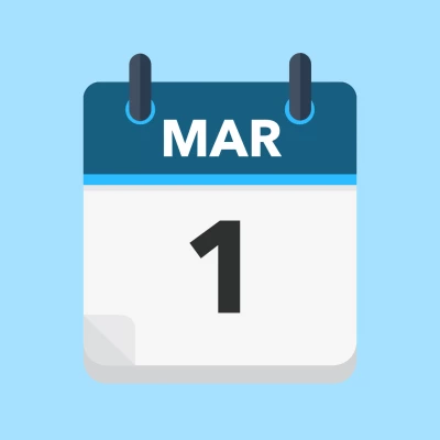 Calendar icon showing 1st March
