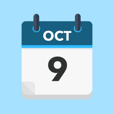Calendar icon showing 9th October
