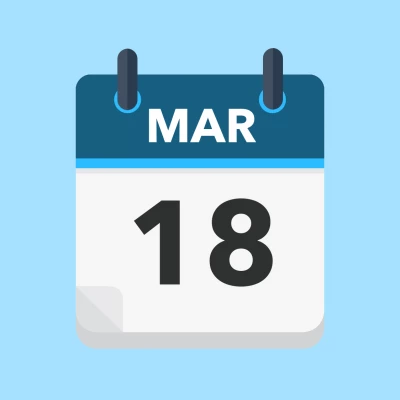 Calendar icon showing 18th March