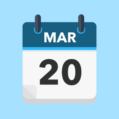 Calendar icon showing 20th March