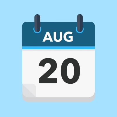 Calendar icon showing 20th August