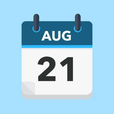 Calendar icon showing 21st August