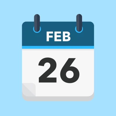 Calendar icon showing 26th February