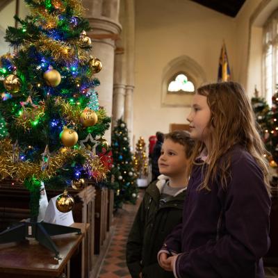 Children Viewing Xmas Tree