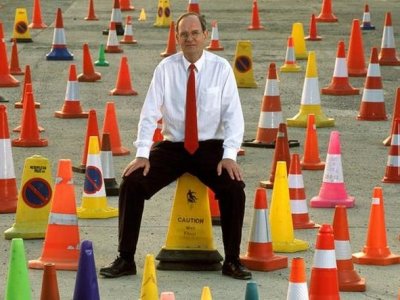 Traffic cone man