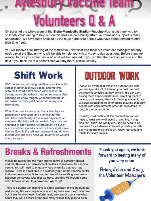 Vaccination Volunteer Guidelines